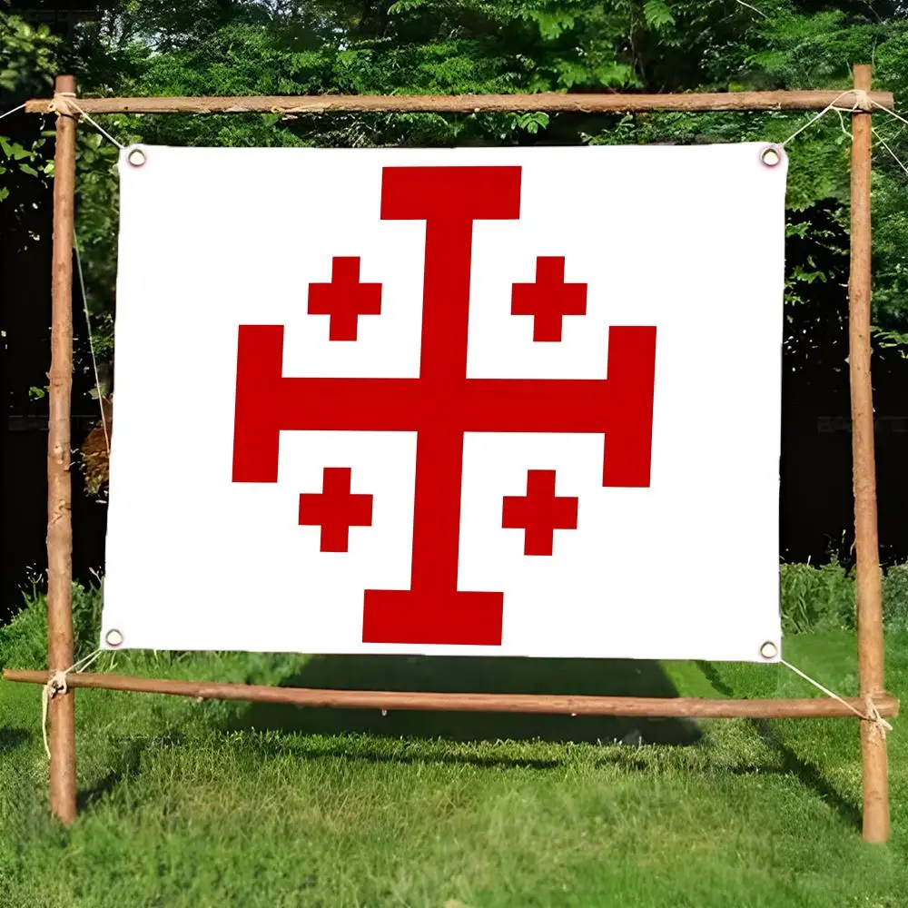 chivalry emblem O-Order of the Holy Sepulchre Flags Daily four ring borderless design indoor outdoor decor easy hang install