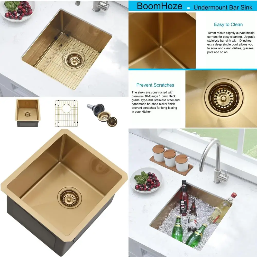 

Stainless Steel Undermount Prep Sink, 15 x 17 for Small Kitchen, Wet Bar, Outdoor, RV, 16 Gauge, Single Bowl, Suitable for Kitch