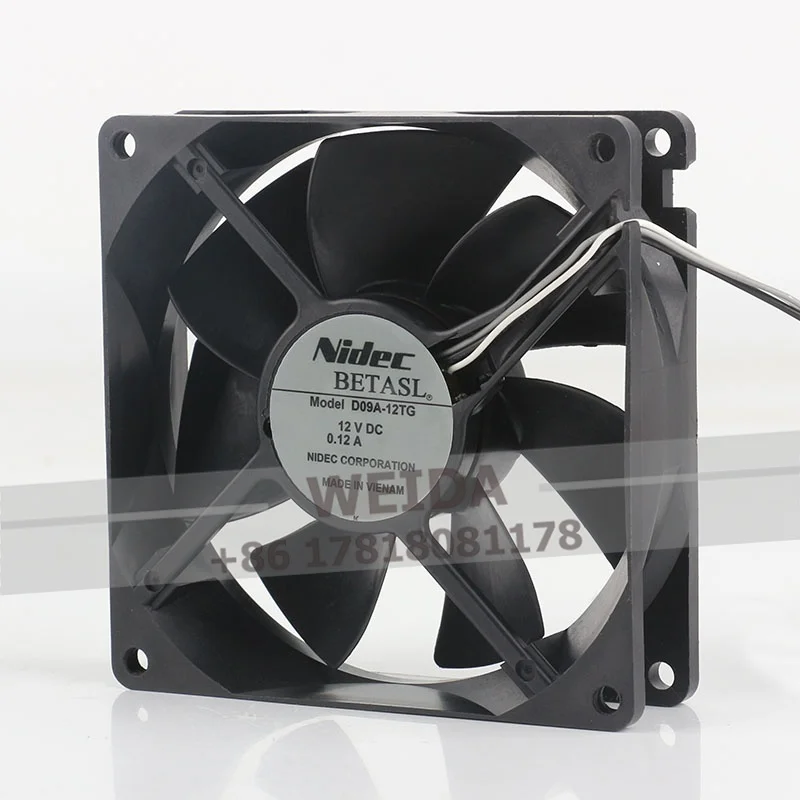 Original genuine Nidec 9CM DC 12V 0.12A AC EC Inverter bearing 90X90X25MM three-wire D09A-12TG 9025 cooling fan