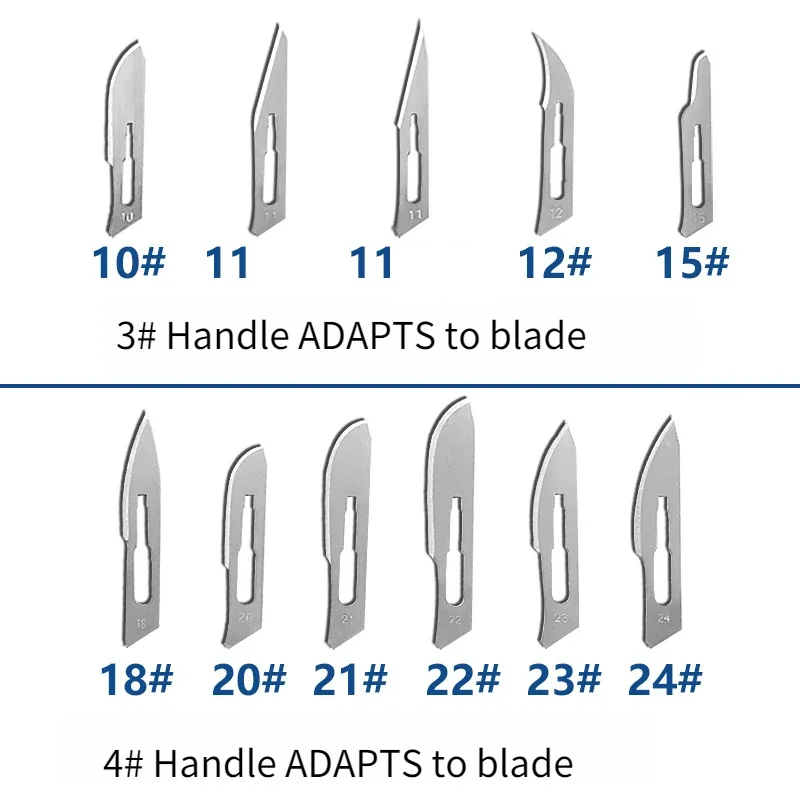 100pcs Dental Surgical Blades Scapel Blade Disassemble Tool Revolve Handle Dentist Dental Tool Medical Carbon Steel Instruments