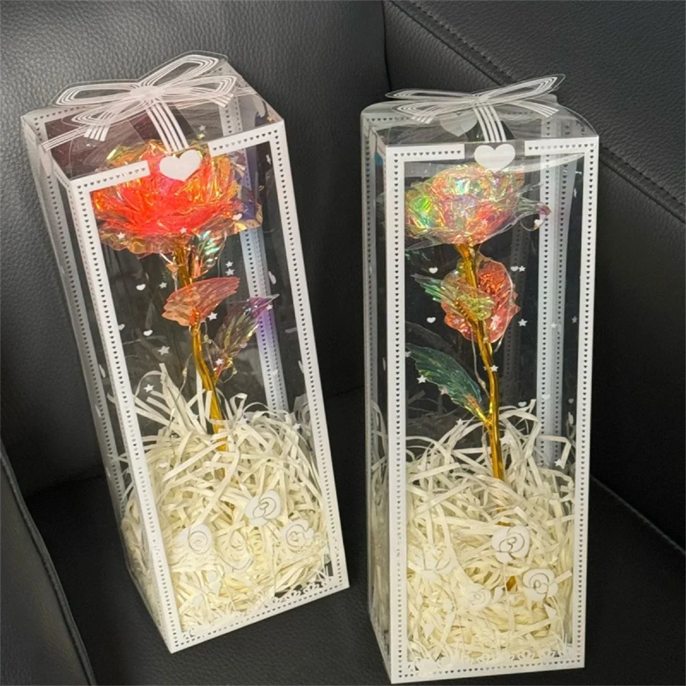 Gift-Wrapped Led Light Stunning Forever-Lasting Golden Plated Rose Flowers Eye-Catching Foil Rose for Loved Ones