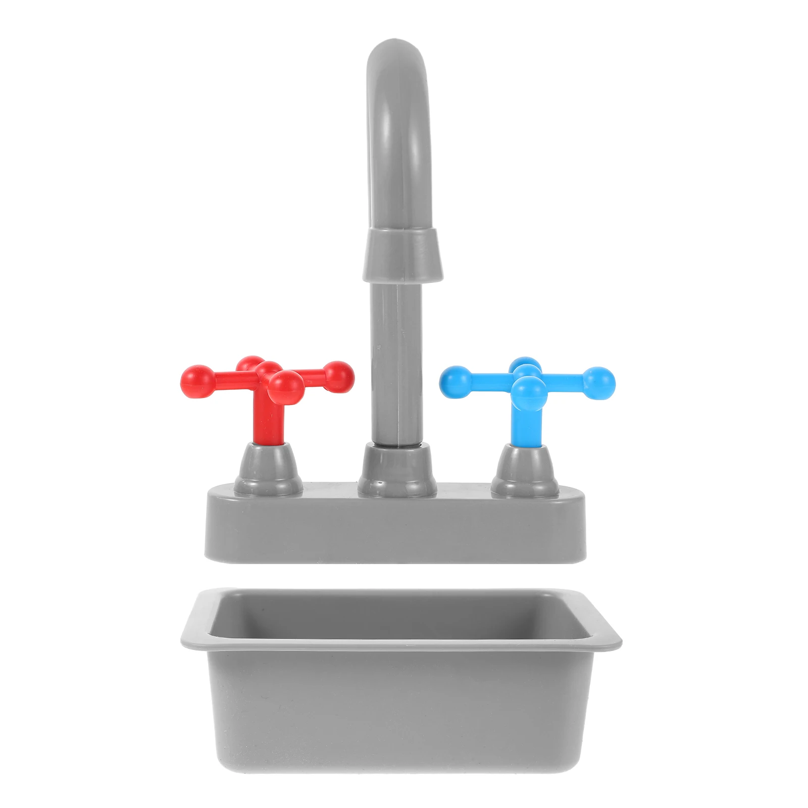 1Set Aanrecht Kraan Realistische Wastafel Wassen Rollenspel Accessoire Compact Kids Pretend Keukenapparatuur Kraan Wastafel Model