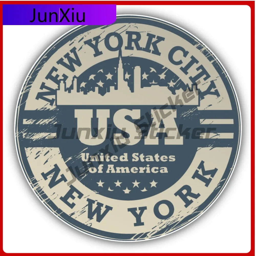 

New York Usa Creative Sticker Stamp Travel Car Decal Bumper Stickers For Cars Funny Style Laptop Use F Vehicle Exterior Decor
