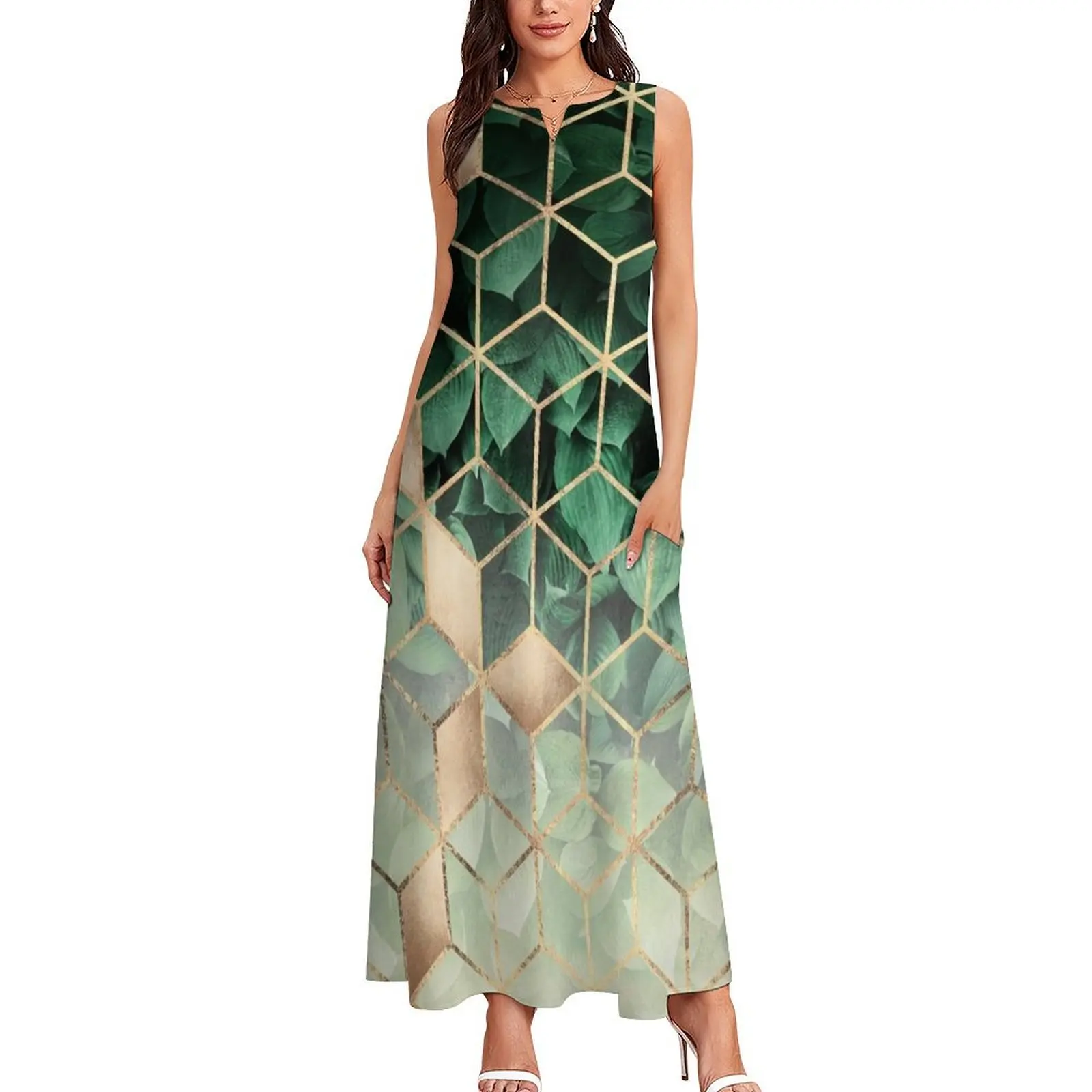 Leaves And Cubes Long Dress Women's summer dress dresses summer woman 2025