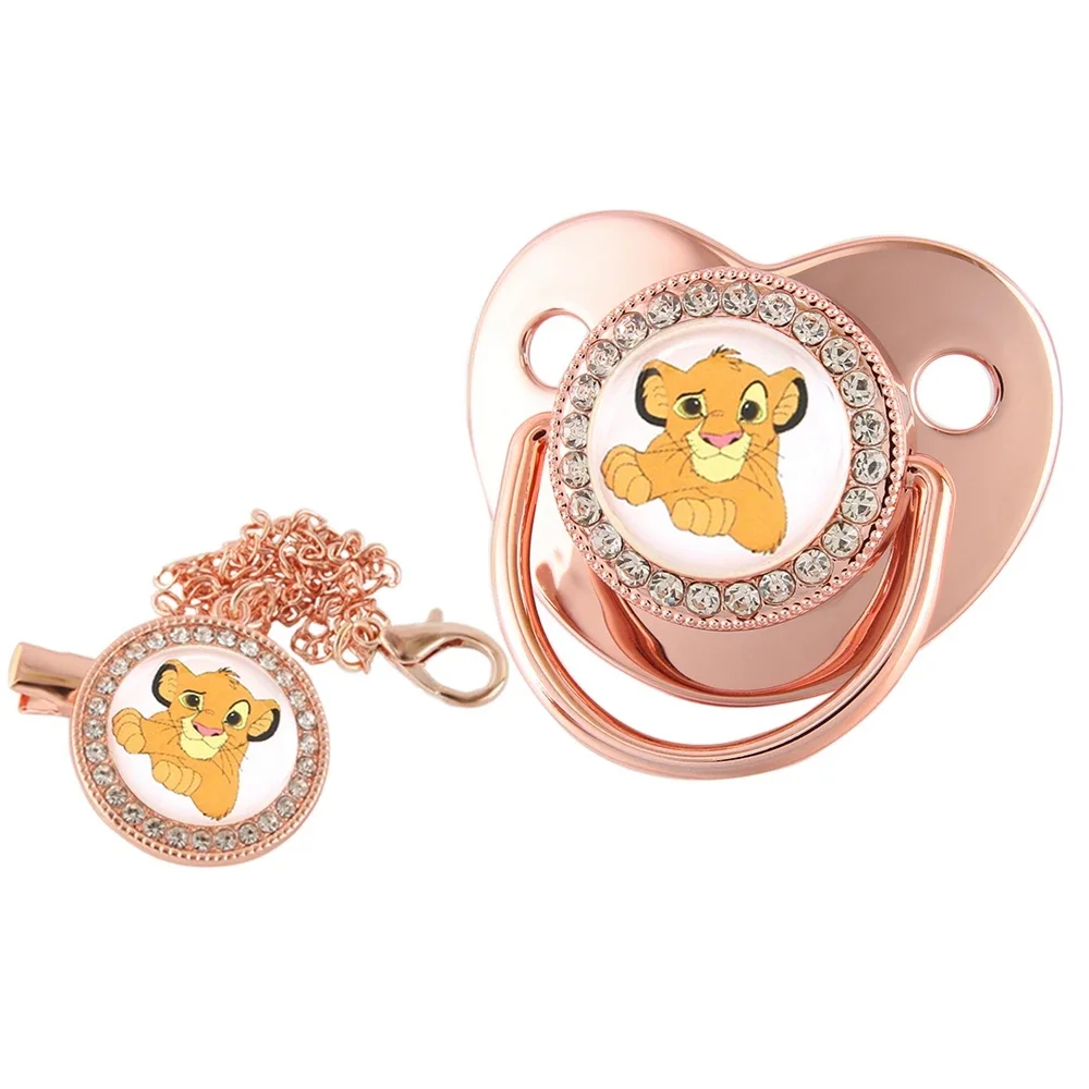 Disney Simba Baby Pacifier with Chain Clip BPA Free Bling Dummy Soother Chupeta 0-18 Months