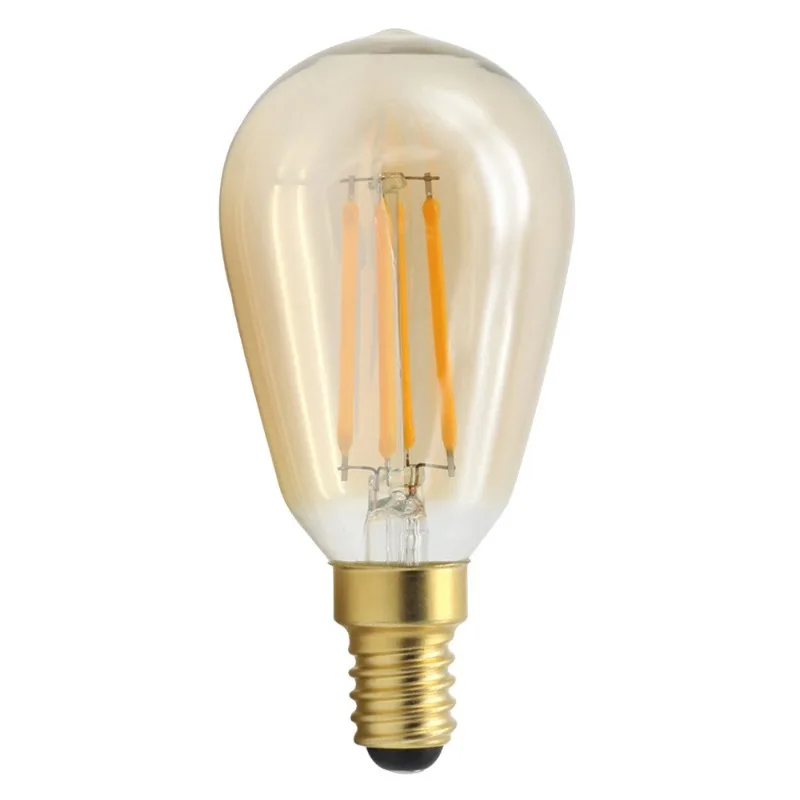 Lámpara de filamento LED ST45, Bombilla Edison antigua, fuente de luz de cristal, oro, 220V, 4W, E14, Boca de tornillo pequeña