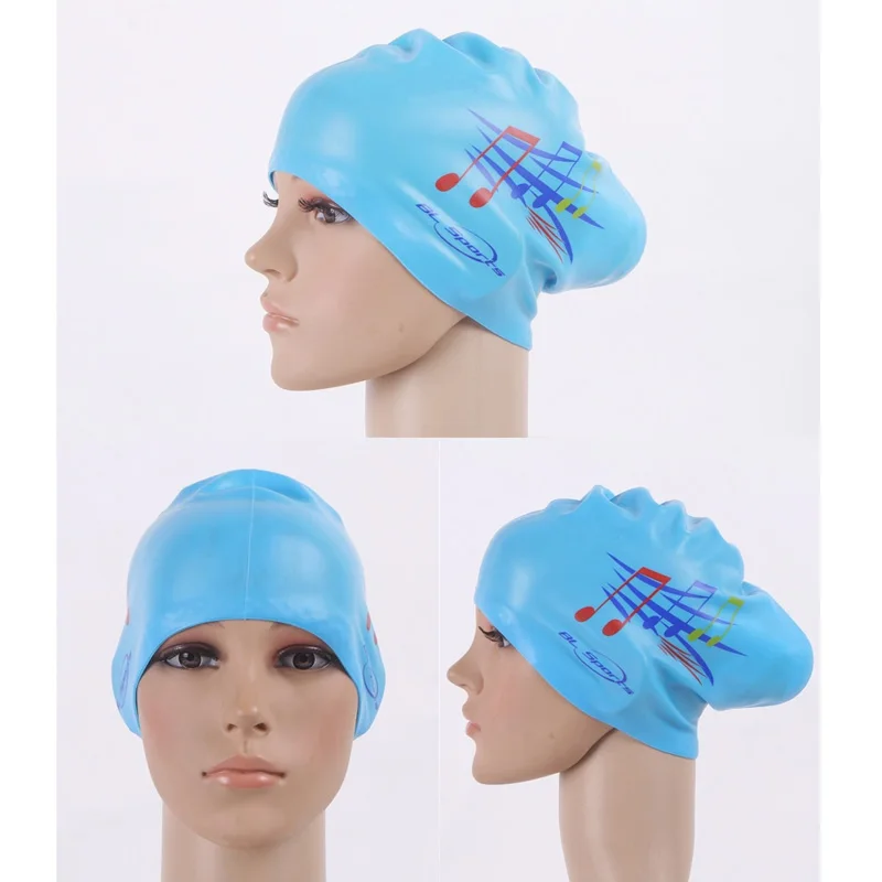 Gorros de natación de silicona para mujer, pelo largo súper grande, impermeable, talla grande, equipo de buceo, protección de copa de oreja