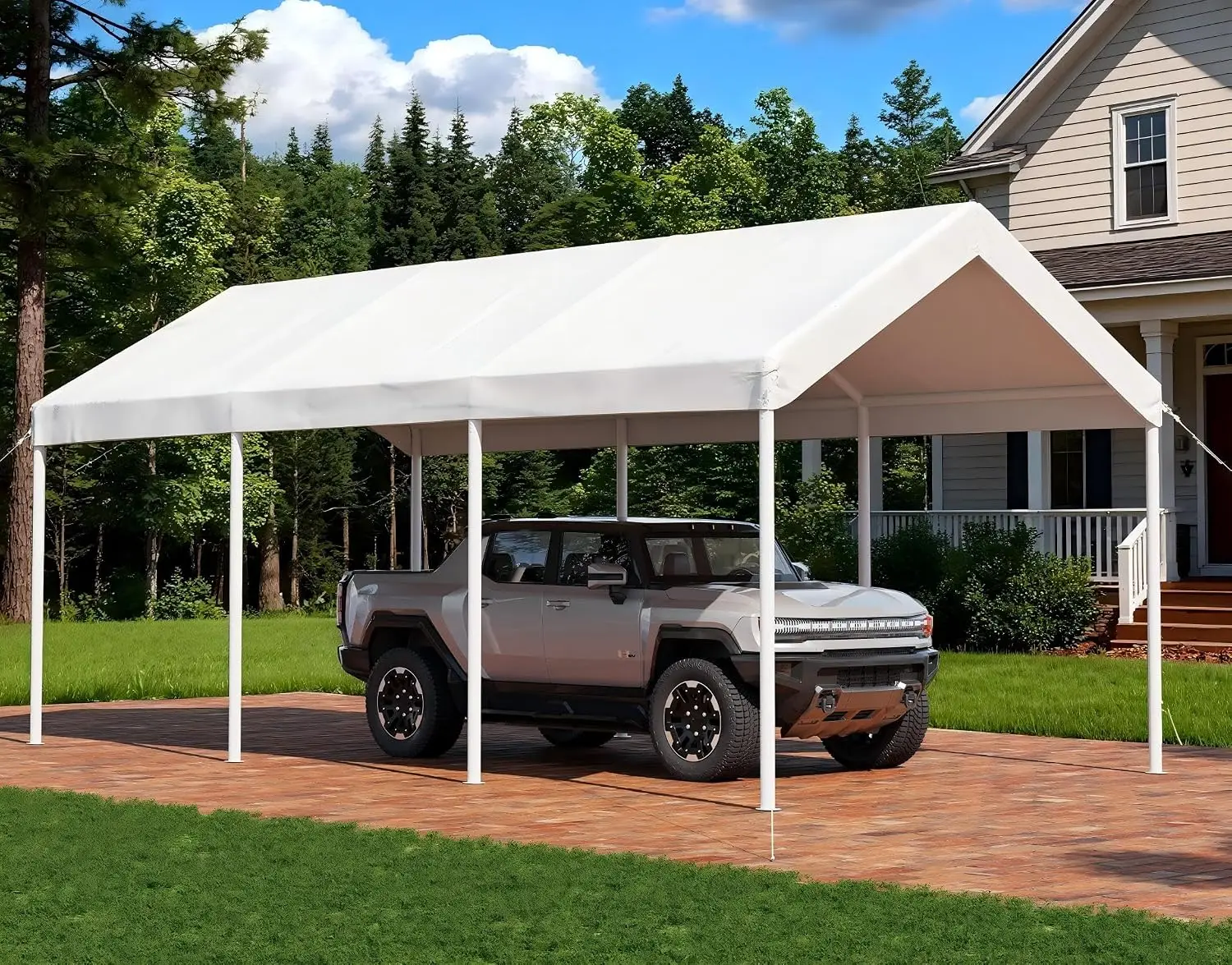 10x20 FT Heavy Duty Carport Portable Garage, Steel Frame Canopy for Cars Trucks, Weather Shelter with Stakes Ropes, Customized