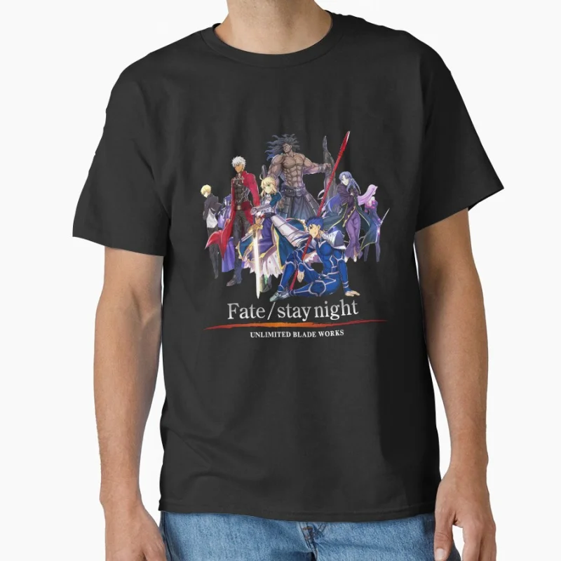 

Fatestays Night Animated Series 80s Fate stay night video game Anime T shirt for men 100% cotton print Large size gift tops