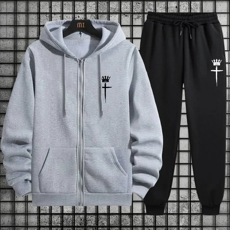 

Casual Daily Men Tracksuit Set Athletic Lightweight Stretchy Single Zip Up Hoodie and Single Sports Pants 2026 Spring Sportswear