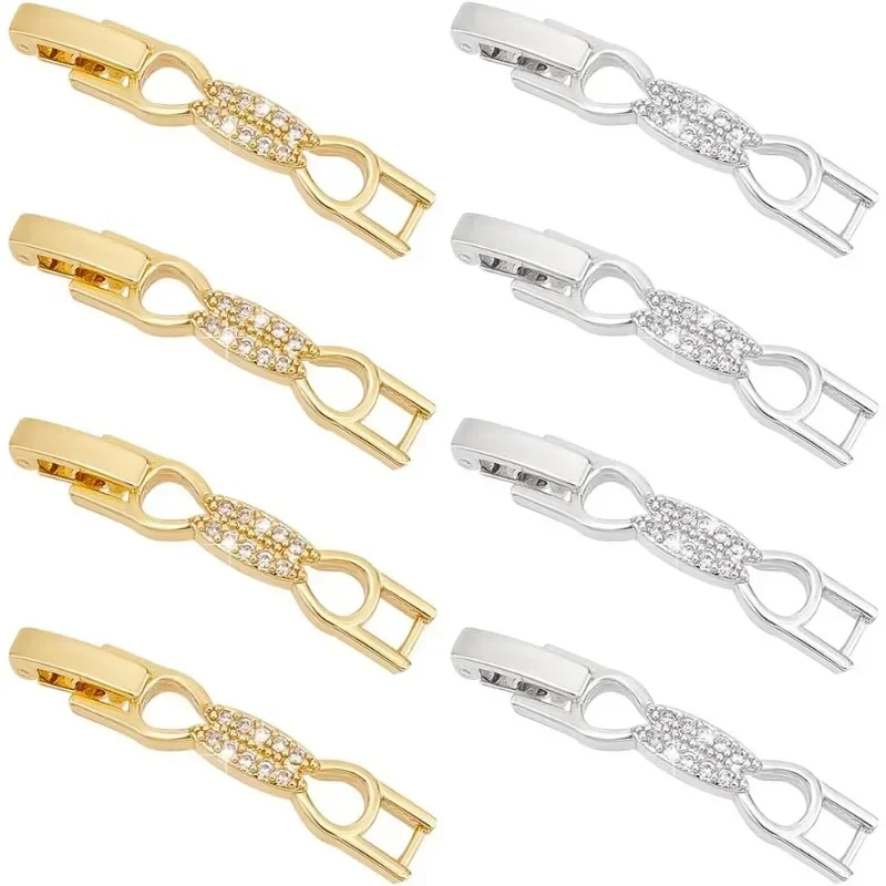 8pcs Bracelet Extender Clasps Cubic Zirconia Fold Over Extension Clasps Watch Band Clasps Bowknot Necklace Bracelet Clasps