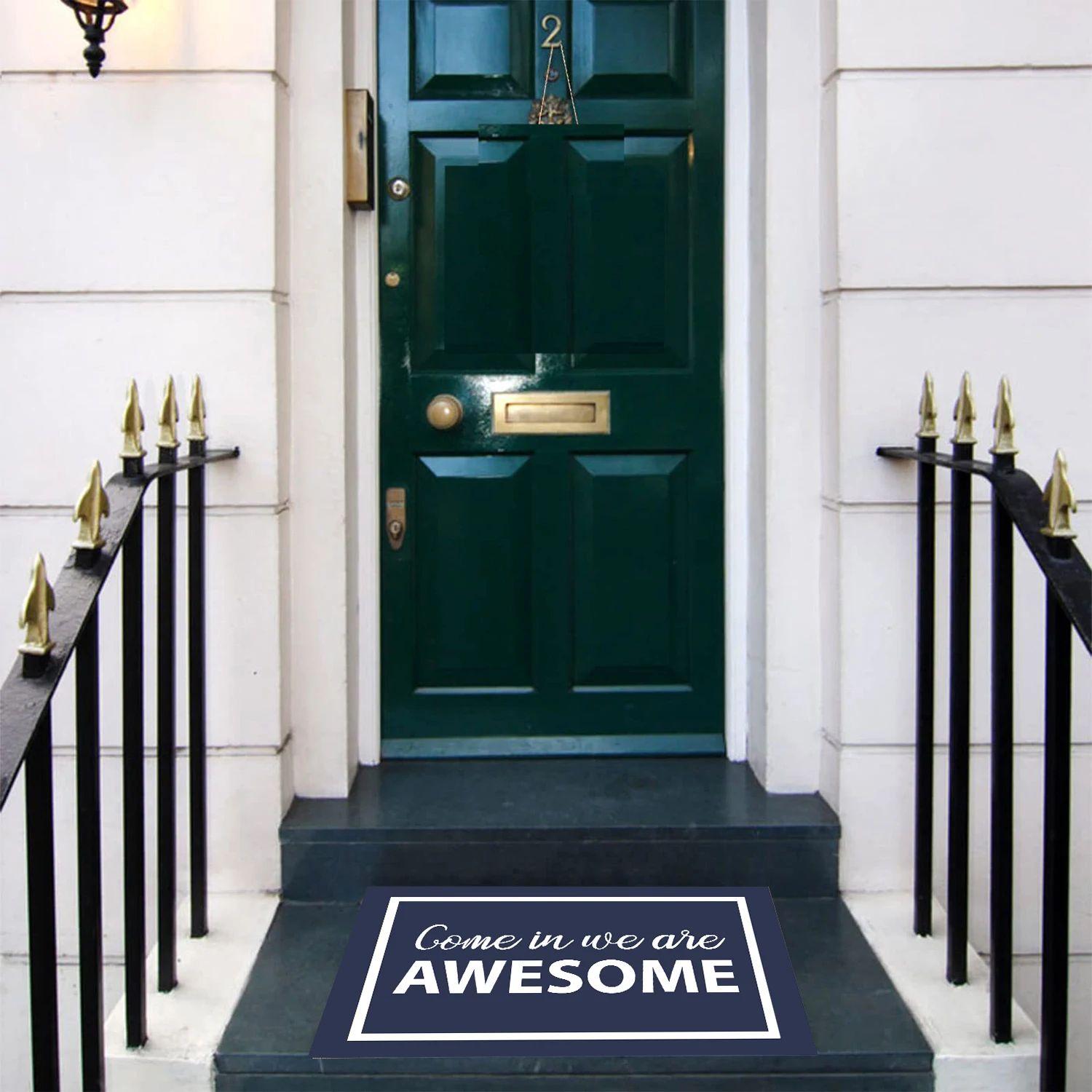 Come in We are Awesome Door Mat Navy Blue Front,Doormat Funny Entrance Outdoor,Non-Slip Rubber Floor Mat Kitchen,Dog Mat