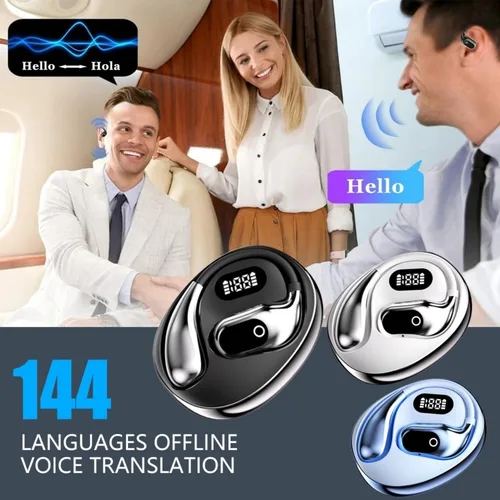 Imagen 2 del producto Auriculares con traducción en tiempo Real, auriculares con traductor de 144 idiomas, auriculares inalámbricos Bluetooth 5,4 para viajes de oficina y negocios