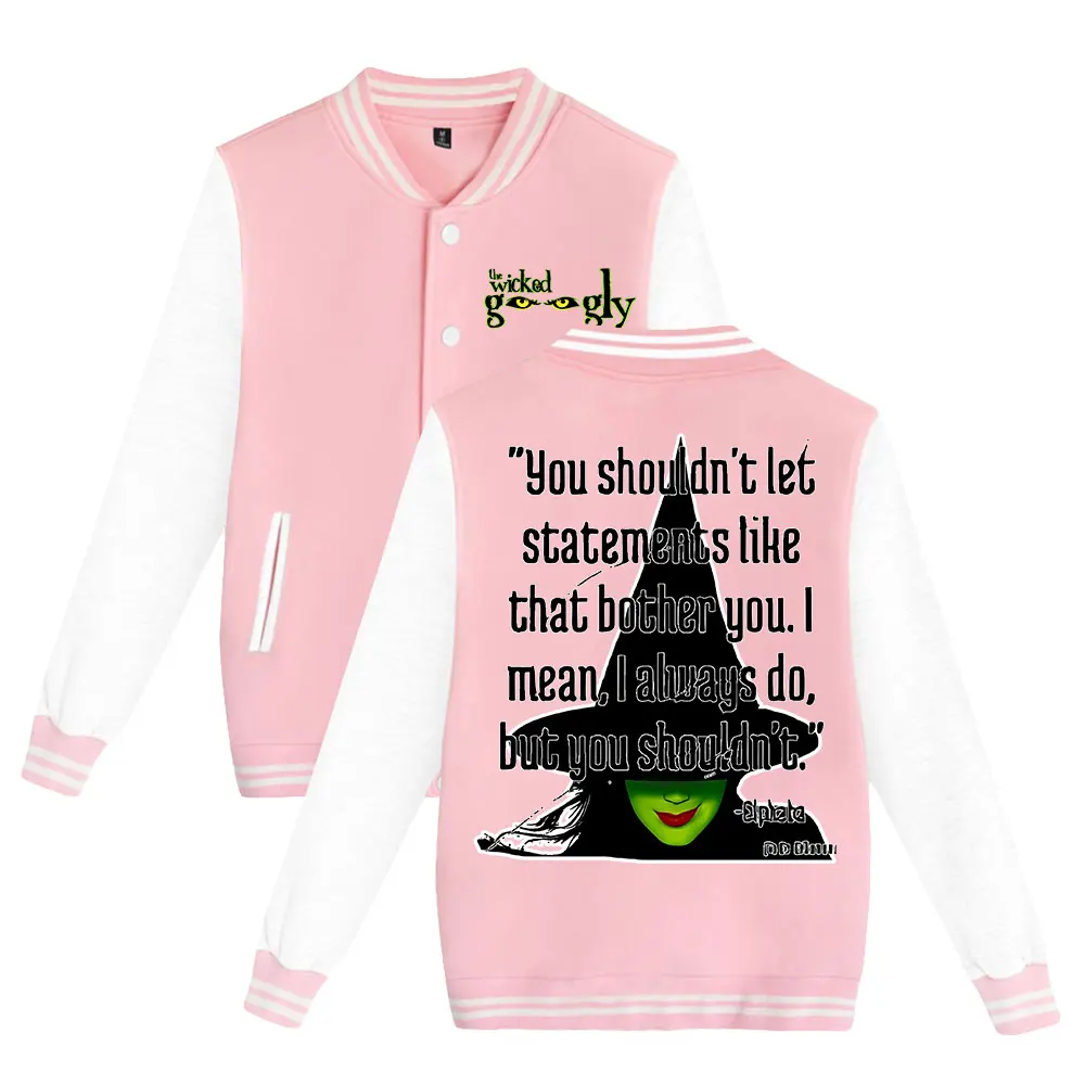 WICKED The Musical Merch Zip Up Baseball Uniform Fleecejacke Damen Herren Streetwear Hip Hop Langarm Rosa Hoodie Sweatshirts