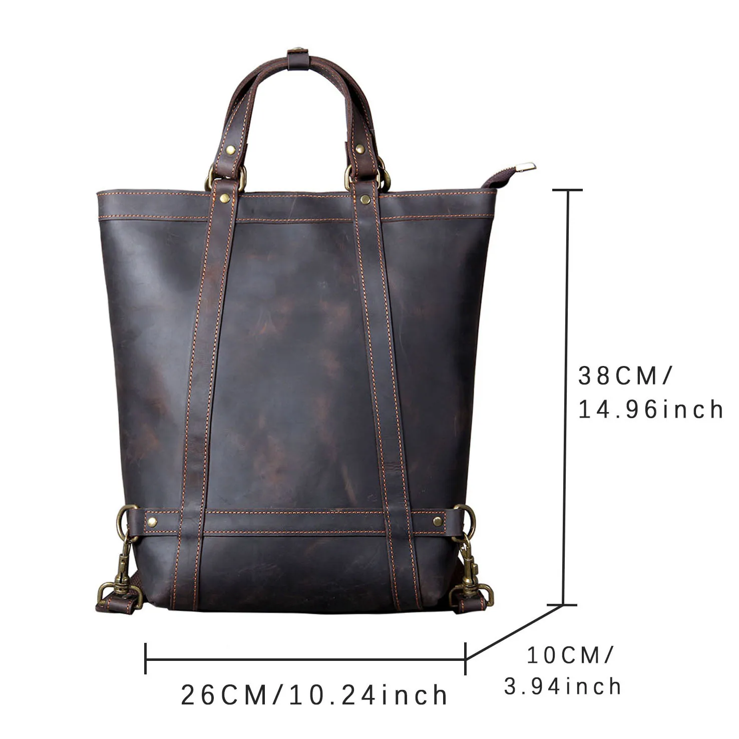 S.WORKER Vintage Echtleder-Rucksack Laptop-Tasche Lässige Crazy-Horse-Leder-Schultasche Outdoor-Reise-Weekender-Tasche – Detail 3