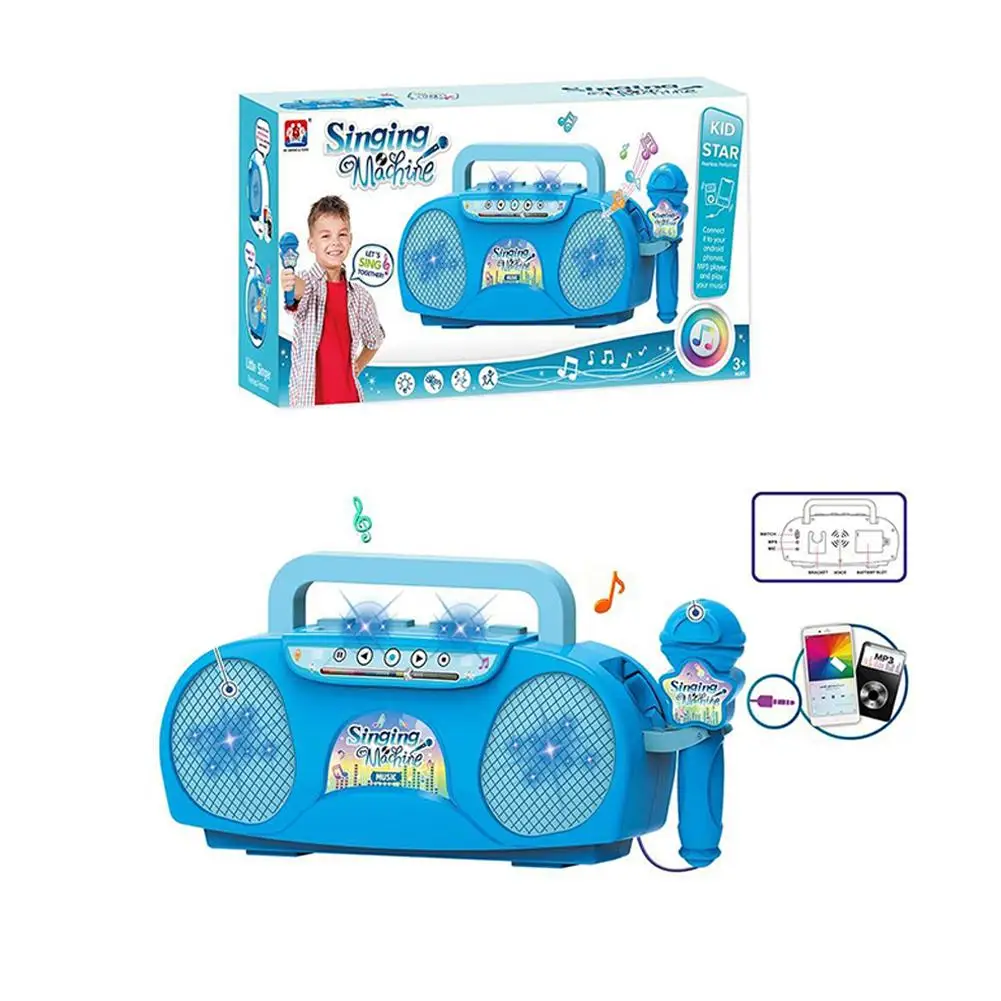 Kinder Mikrofon Karaoke Radio Maschine Musik instrument Spielzeug mit Lichtern Indoor Outdoor Reisen Lernspiel zeug Geschenk für Mädchen r9s0