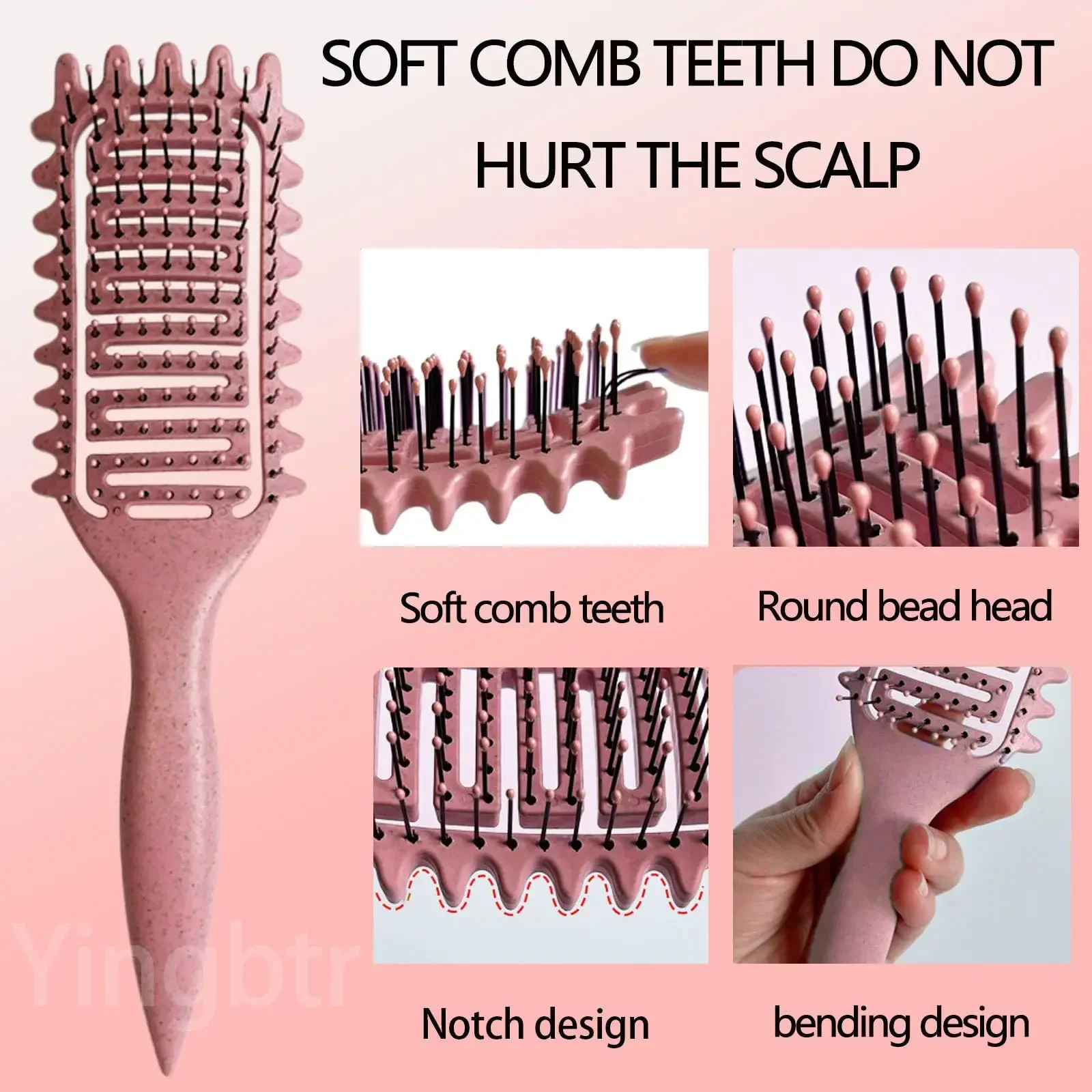 1 قطعة فرشاة شعر مجعد الجوف خارج الضفيرة تحديد فرشاة التصميم مشط اللحية تصفيف وفك تشابك فرشاة متعددة الأغراض أدوات تصفيف المنزل