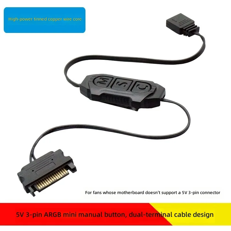 Computer Fan LED Adapter Cable Sata to 3Pin ARGB Sync Hub Black White Rainbow 5V 3Pin ARGB Controller RGB Hub Cable
