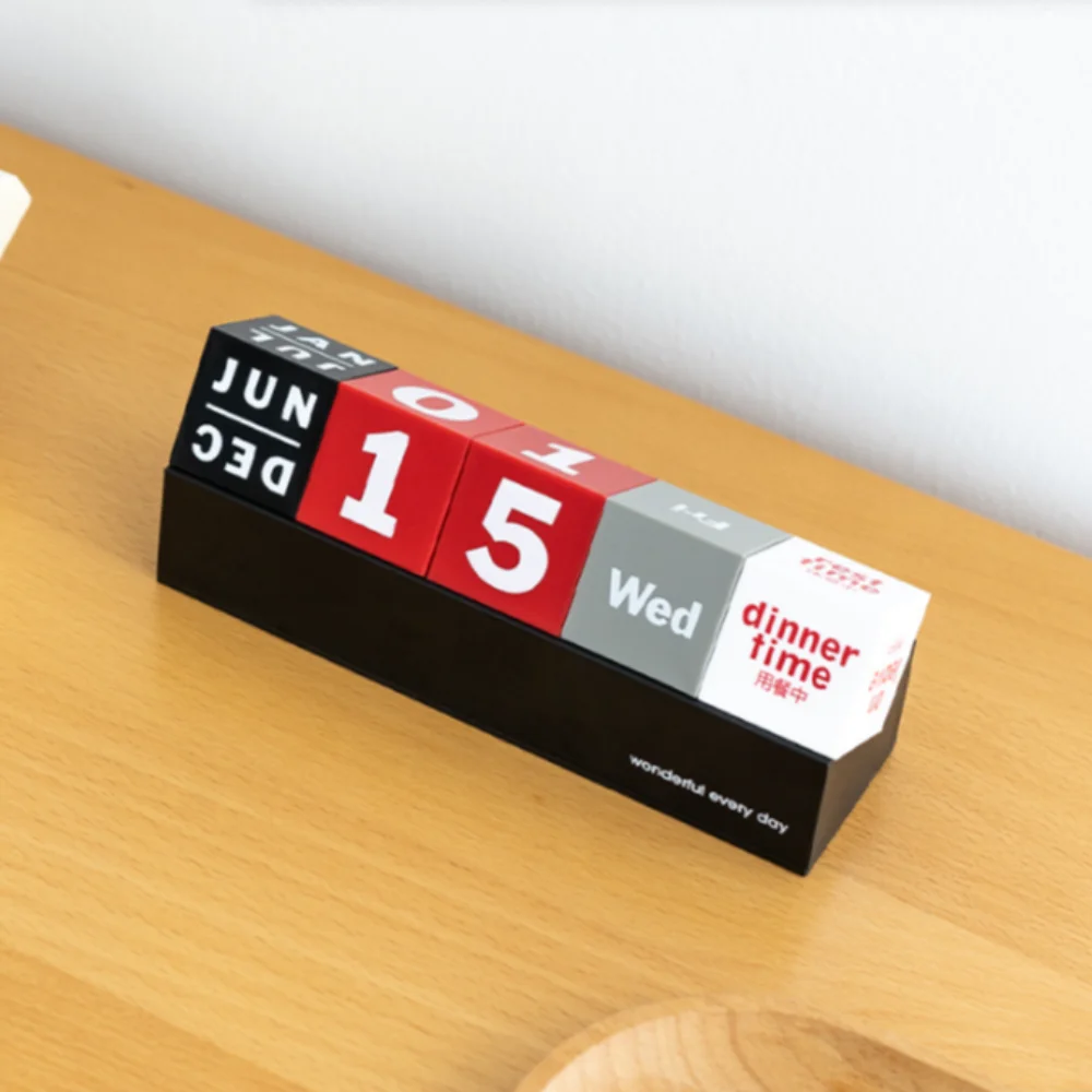 Creative Cube Shape Perpetual Calendar Ornaments Stationery Multi-function Desk Calendars Date Display Mini Phone Holder