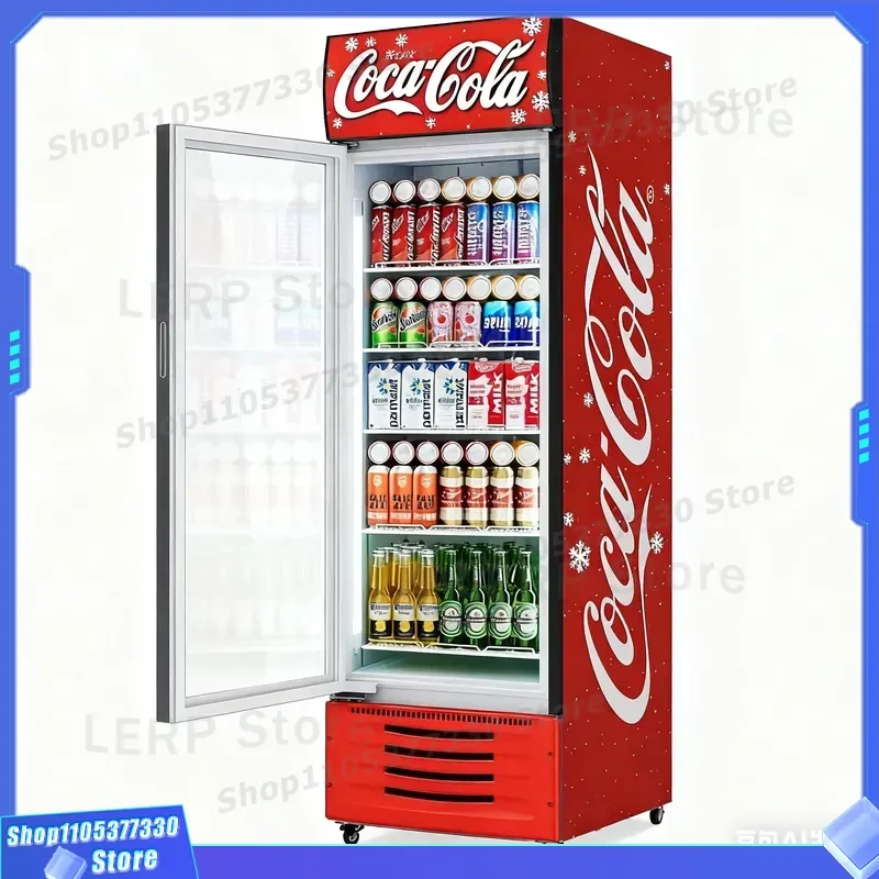 Stainless Steel Commercial Display Refrigerator with Glass Door Air Cooling Beverage Cooler for Bar Energy Saving Lock