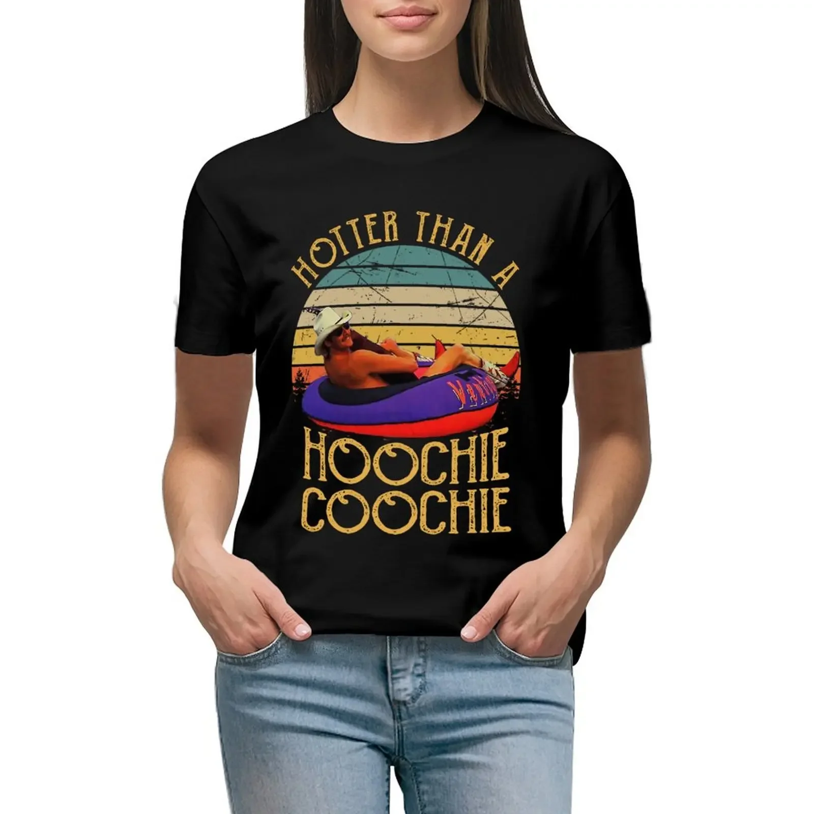 Hotter Than A Hoochie Coochie Alan Vintage Retro Style T-Shirt vintage clothes funny lady clothes animal print Women's tee shirt