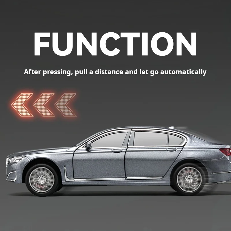 1:24 760LI Limusina aleación Diecast coche de juguete vehículo modelo de precisión tirar hacia atrás sonido luz tirar hacia atrás recoger regalo decoración para niños O