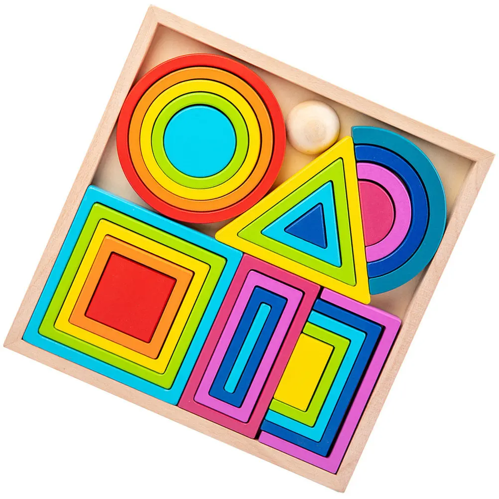 1Set Color Learning Block Kids Shape Cognitive Game Parent Child Interaction Educational Puzzle Learning Toys Kids Toy