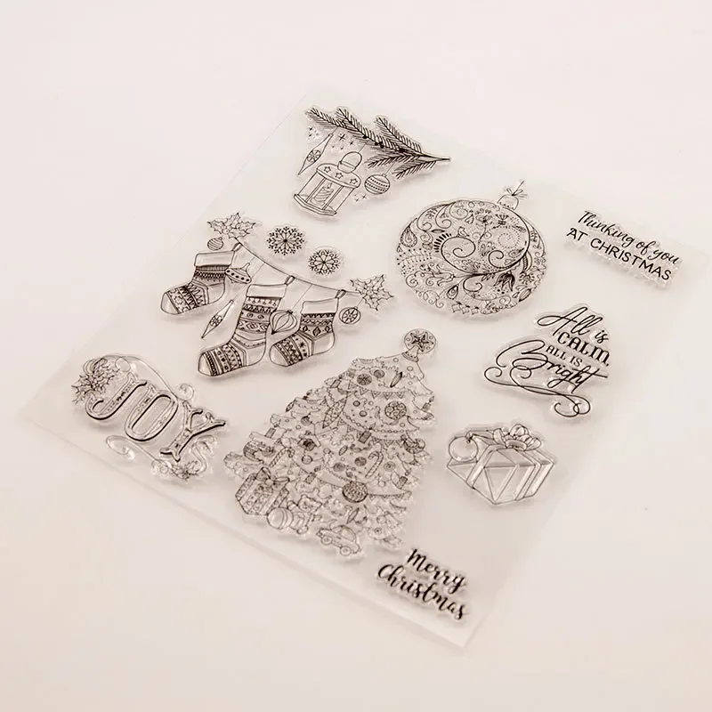 Clear Rubber Stamps Scrapbooking Christmas tree and sock Sheet Silicone Seals Craft Stencil Stamps Paper Card Making Template