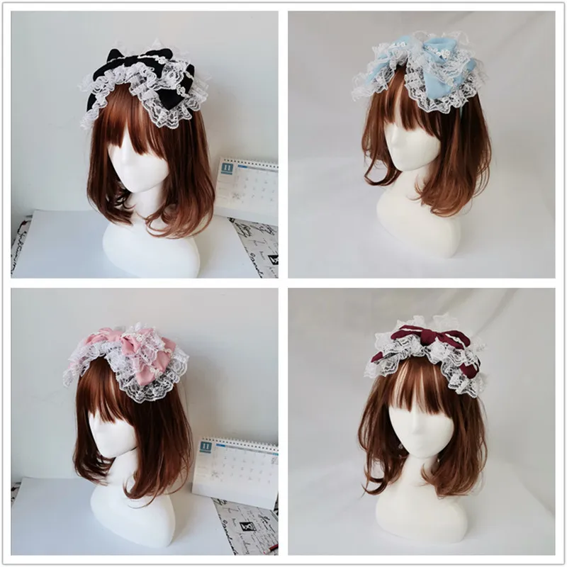 1PC Lolita Hair Accessories Lace Big Bow Headband Lolita Headwear Daily Tea Party KC Girl Dressing Accessories