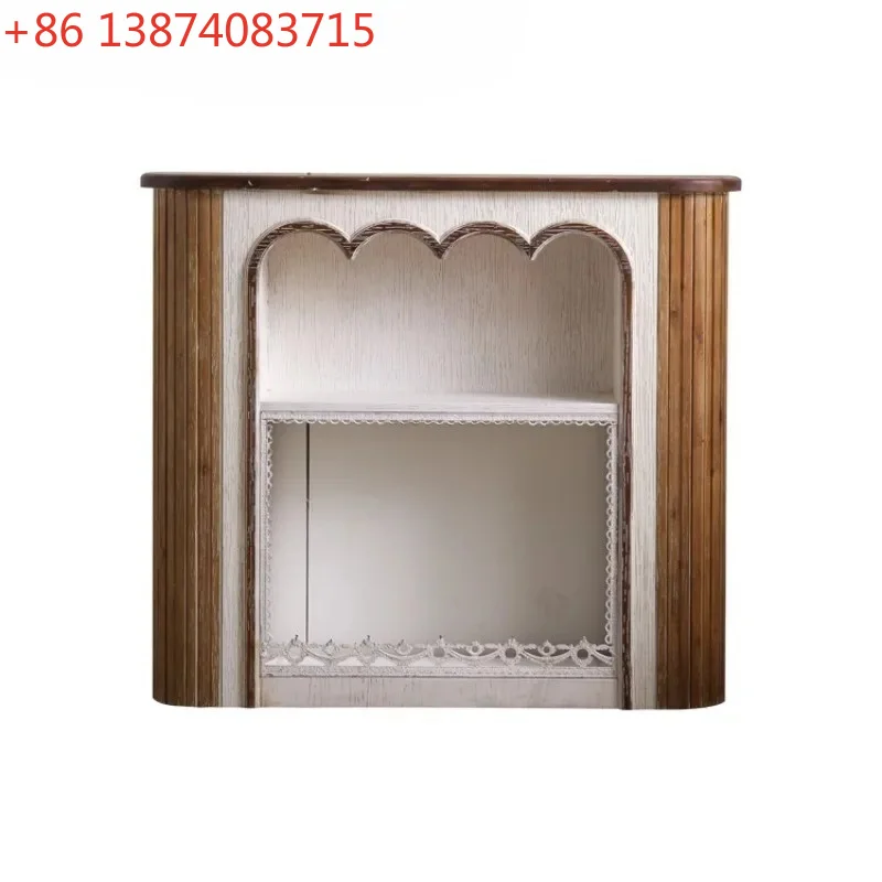 French retro fireplace decorative cabinet B & B hotel living room solid wood simulation fireplace decorative cabinet Middle anti