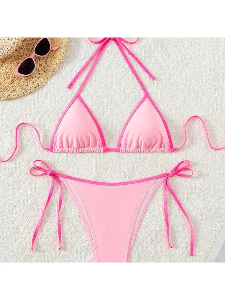 المرأة الأزهار طباعة مجموعة البكيني 2025 جديد الصيف مثير الرسن عارية الذراعين رفع قطعتين ملابس السباحة الأزرق الشاطئ ملابس السباحة امرأة #4