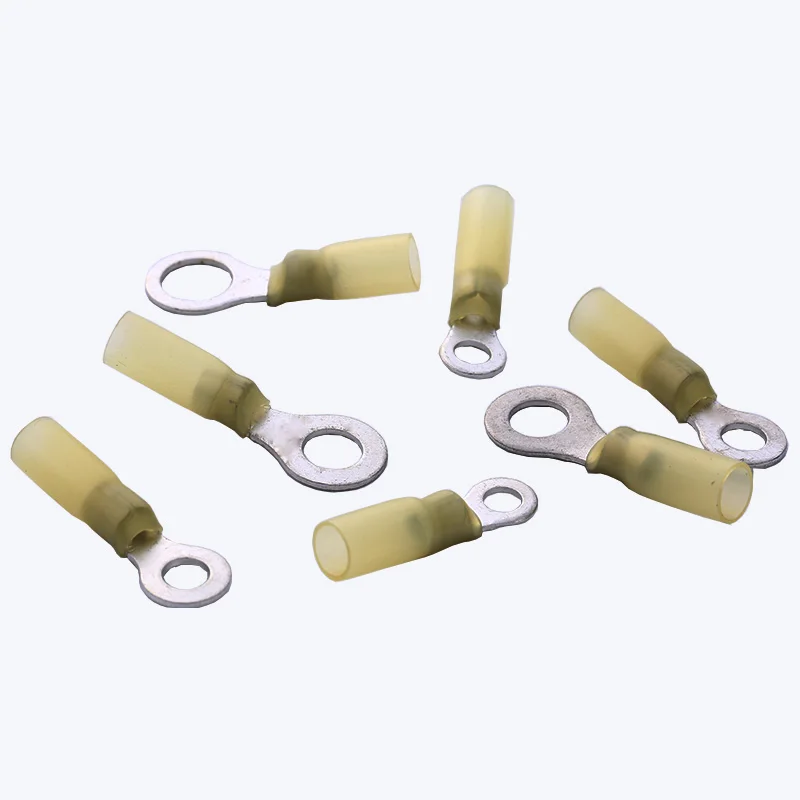 Heat Shrink Terminal Insulated Electrical Wire Cable Connector Auto 12-10 AWG Yellow Ring M4 M5 M6 M8 M10 M12