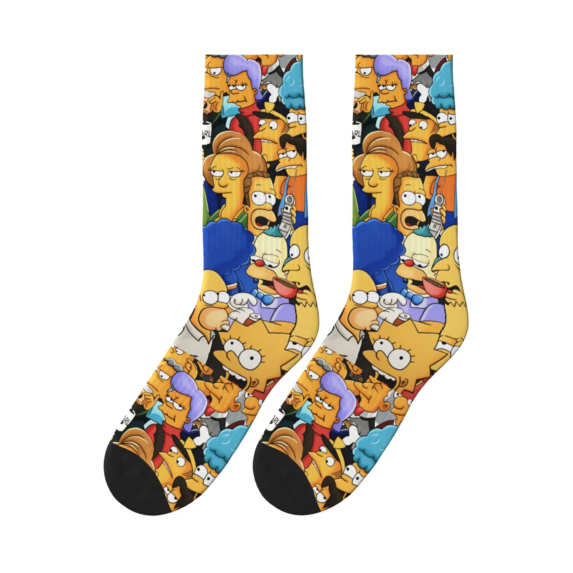 

S-Simpsons Characters Group Portrait Retro Art Socks Harajuku Stockings Spring Anti-Slip Men Socks Quality Design Running Socks