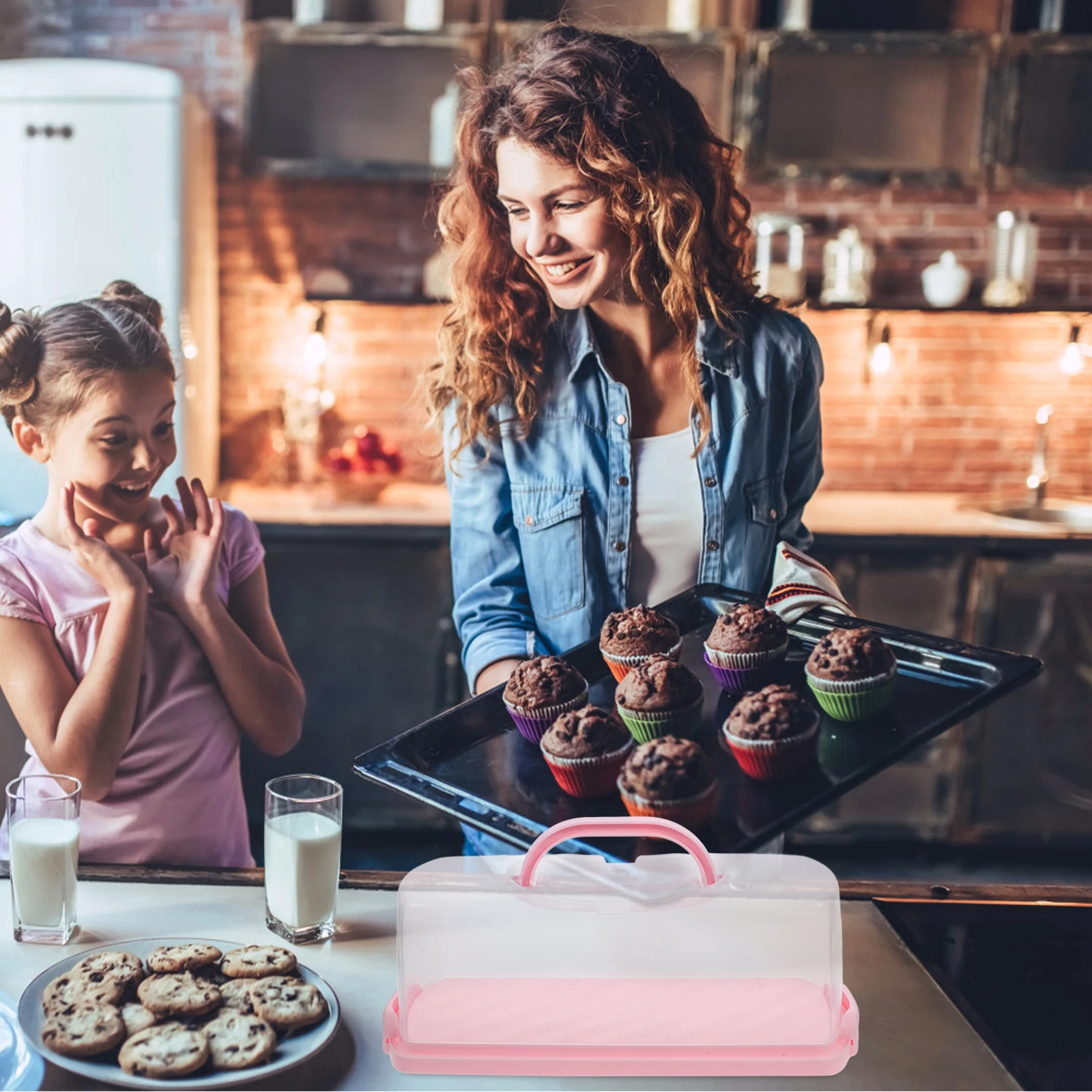 

Rectangular Transparent Bread Storage Container Portable Airtight Cake Box Plastic Loaf Cake Keeper Handheld Bread Case Cookie