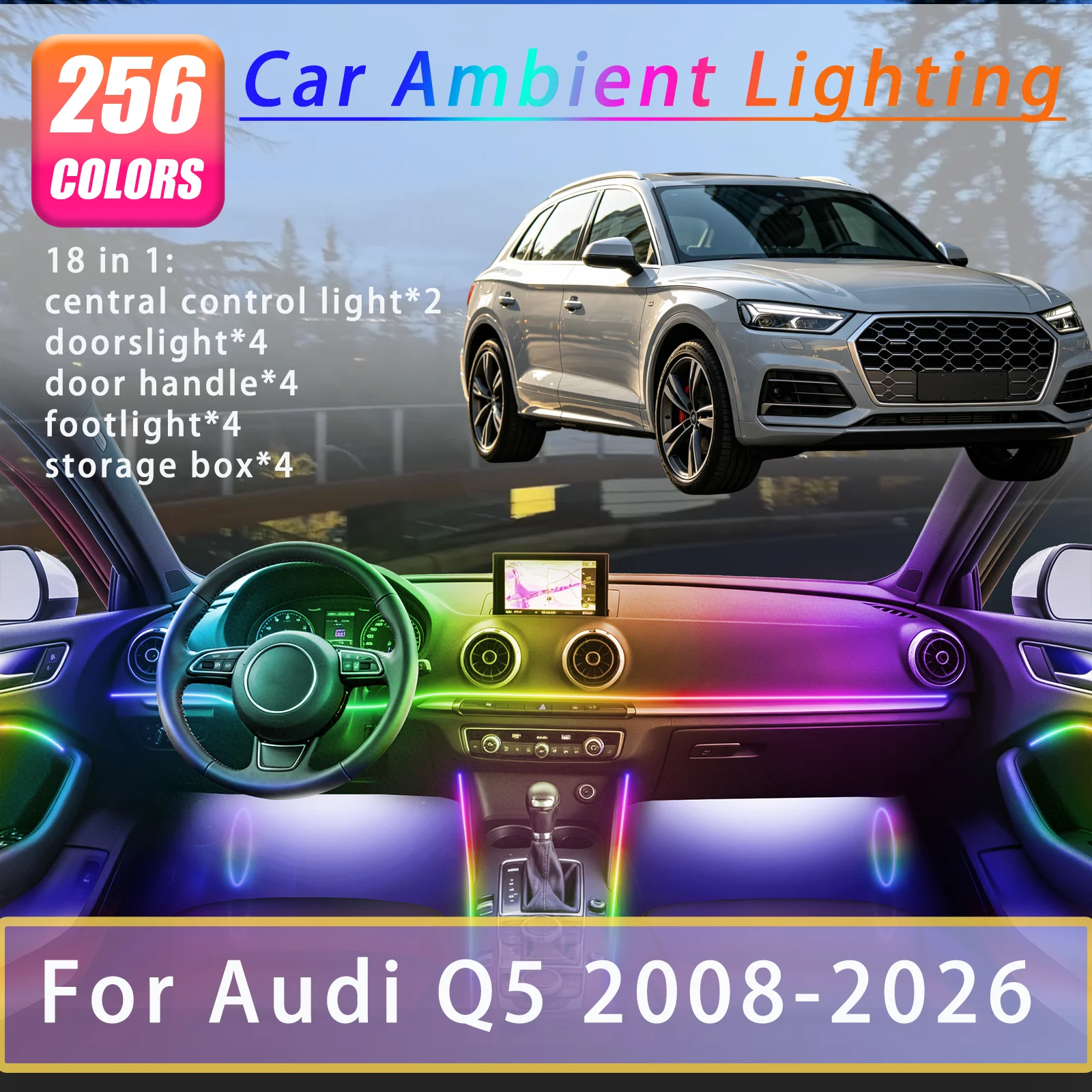 pour-audi-q5-2008-2026-kit-d'eclairage-d'ambiance-interieur-de-voiture-bandes-lumineuses-respirantes-controle-par-application-lampe-decorative-automobile