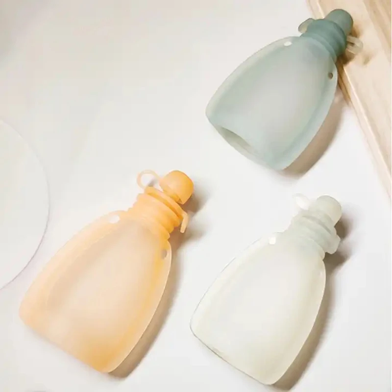 Baby Food Pouches Reusable Silicone Yummy Bag Food Grade BPA Free Puree Juice Breastmilk Storage Bottle Portable