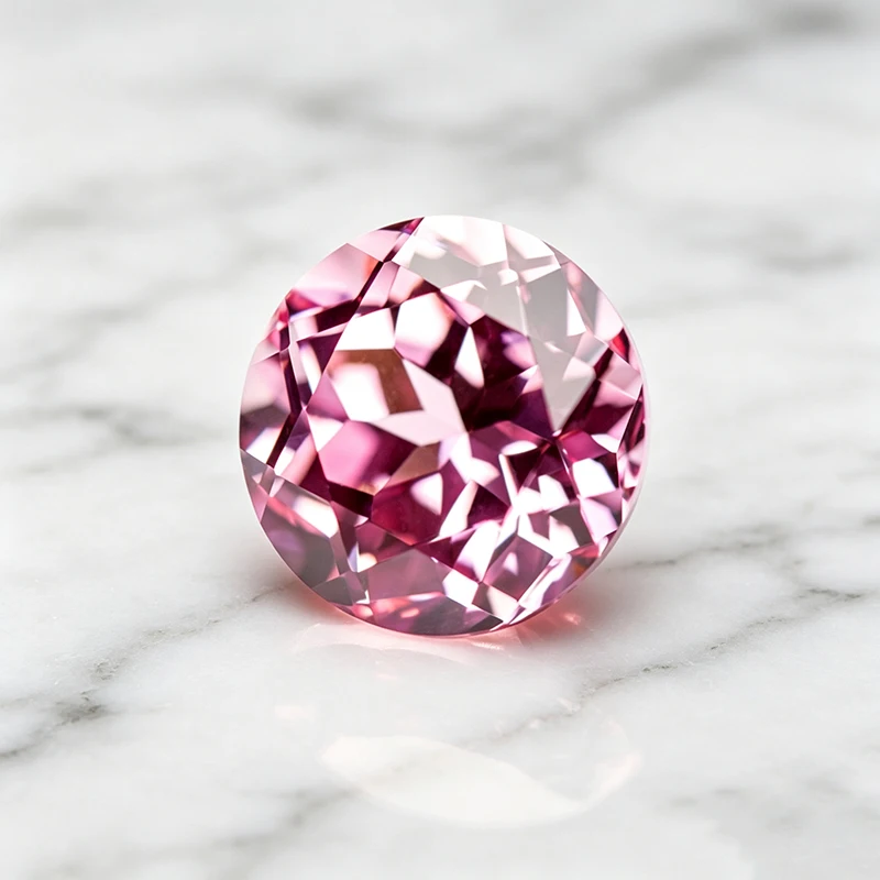 Hochwertiger Laborgezüchteter Saphir in Sonnenuntergangs-Rosa, Runde Form, Edelstein für Charms, Schmuck, Ringe, Ohrringe, mit Wählbarem Zertifikat – Detail 3