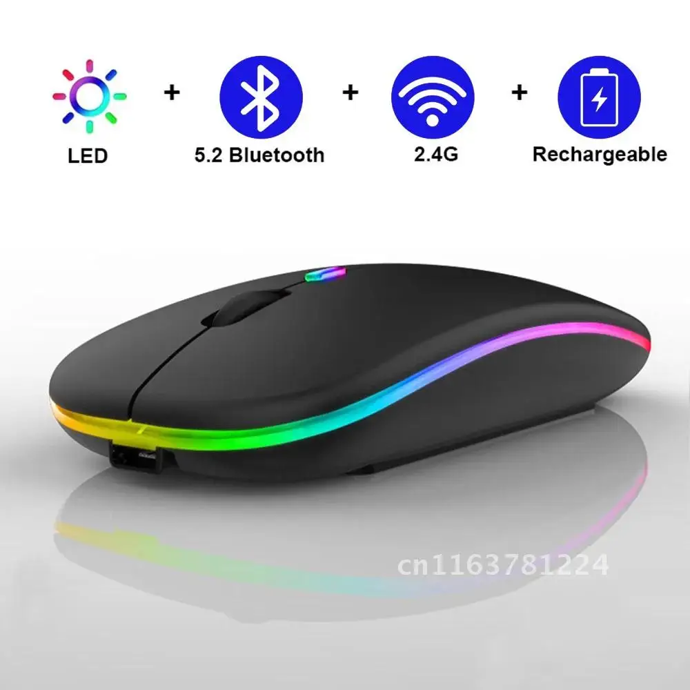 Wiederauf ladbare drahtlose Maus Computer Bluetooth-Maus ergonomische USB-Maus leise Mause mit Hintergrund beleuchtung RGB-Mäuse für Laptop-PC iPad