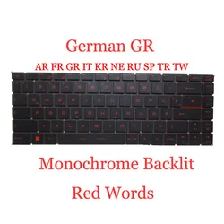 Tastiera retroilluminata FR GR RU SP parole rosse per MSI GF63 8RC 8RD GF63 sottile 8S 8SC 8RCS 9S 9SC 9scsr 9SCX 9SCXR 9RC 9RCX senza cornice nuovo