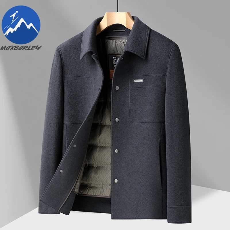 Maxbarley Luxury Men Down Jacket 2025 Lightweight Outdoor Travel Warm Puffer Coat Business Casual Windproof Winter Wool Jackets