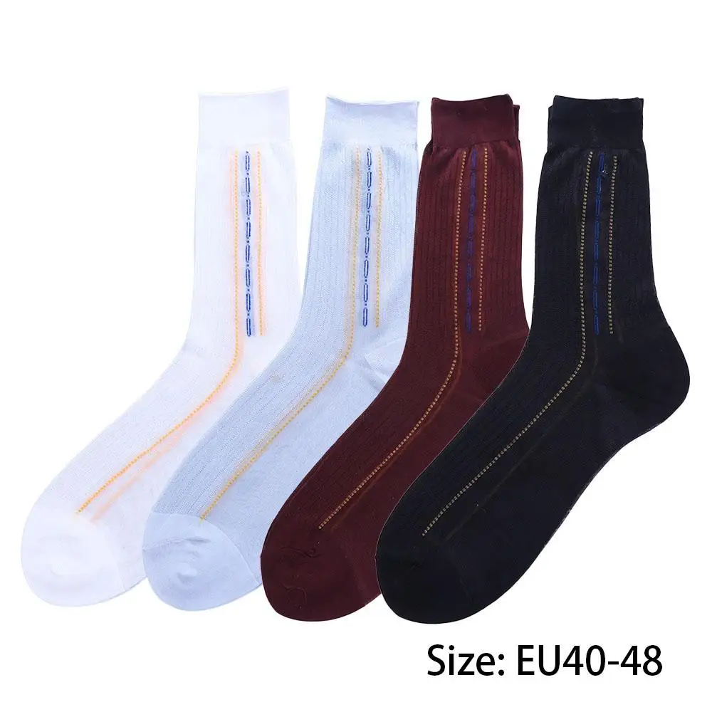 Elegant Thin Men Loose Casual Socks Comfortable Breathable Vintage Hosiery Translucent Simple Daily Work Socks