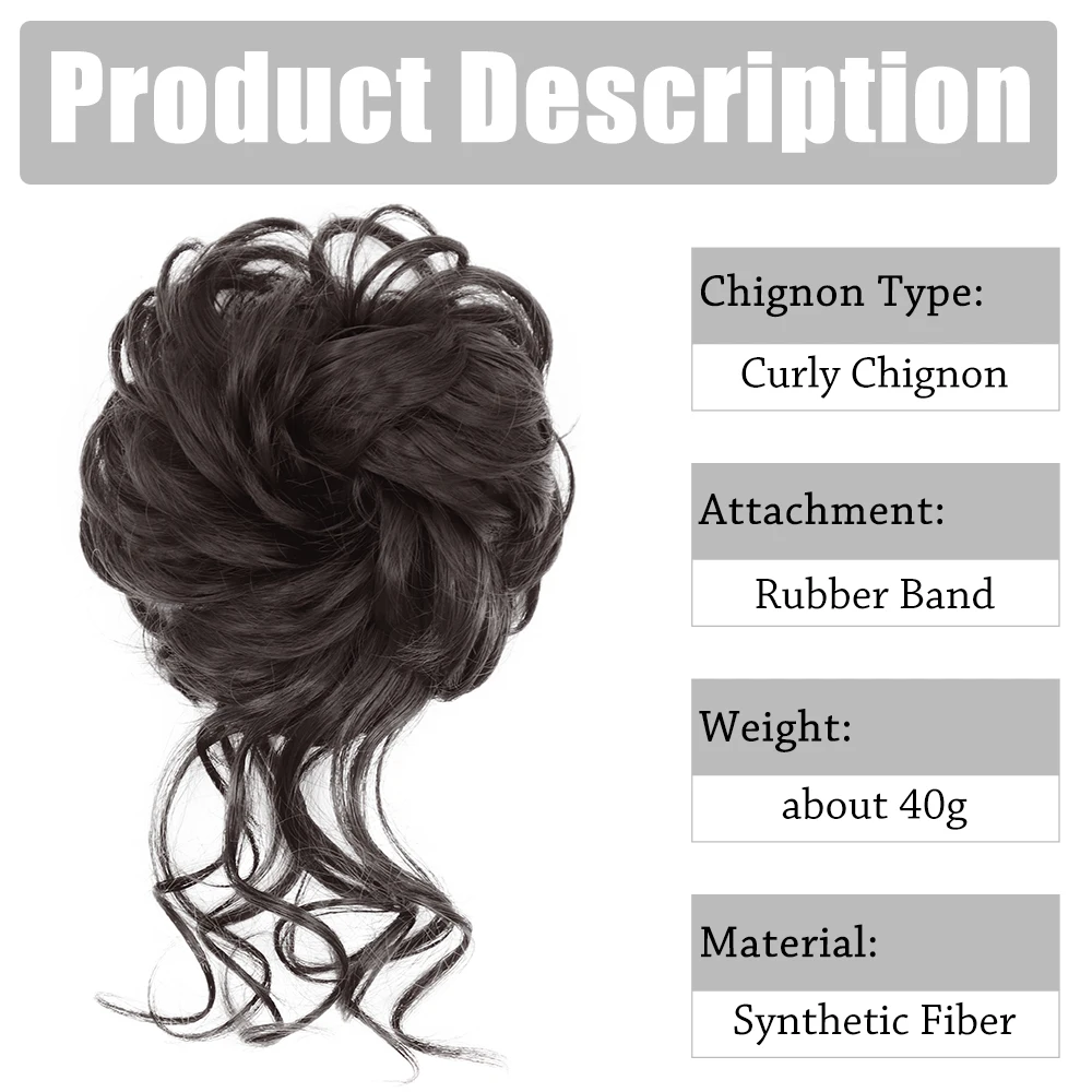 AZQUEEN Synthetic Hair Bun Wig For Women Elastic Rubber Band Hair Extentions Chignon Heat Resistant Bun Black Brown Scrunchies