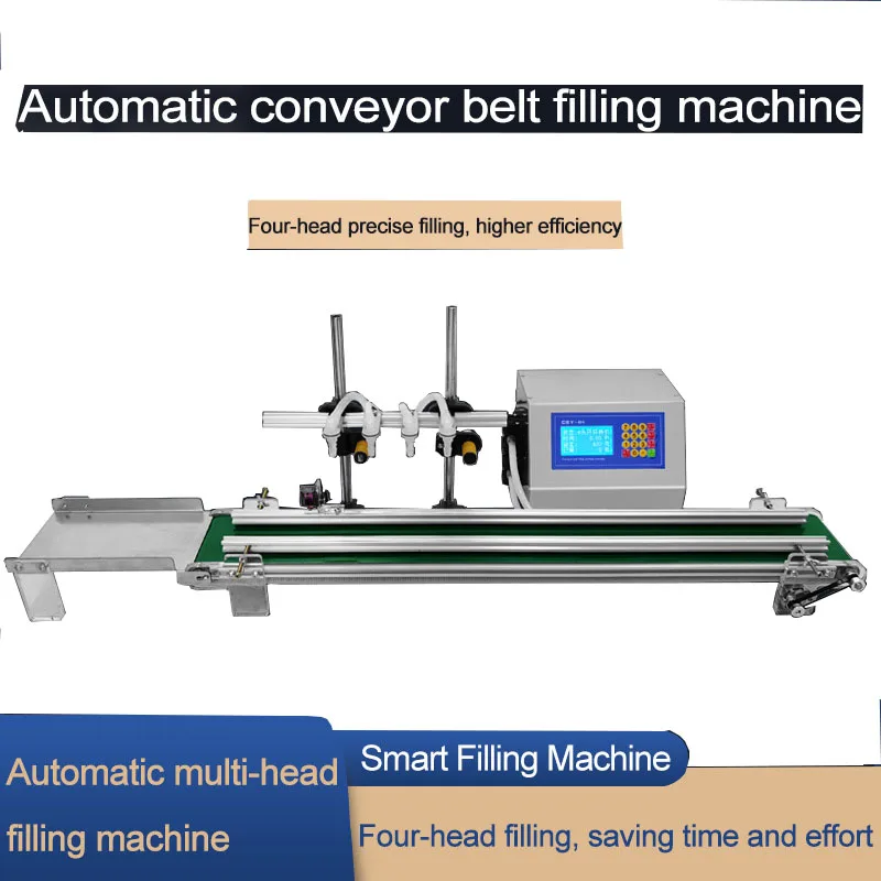 Automatic Filling Machine Diaphragm Pump Small Liquid Four Heads With Conveyor Belt Oil Filler 4*3000ml/head Csy-4h3200