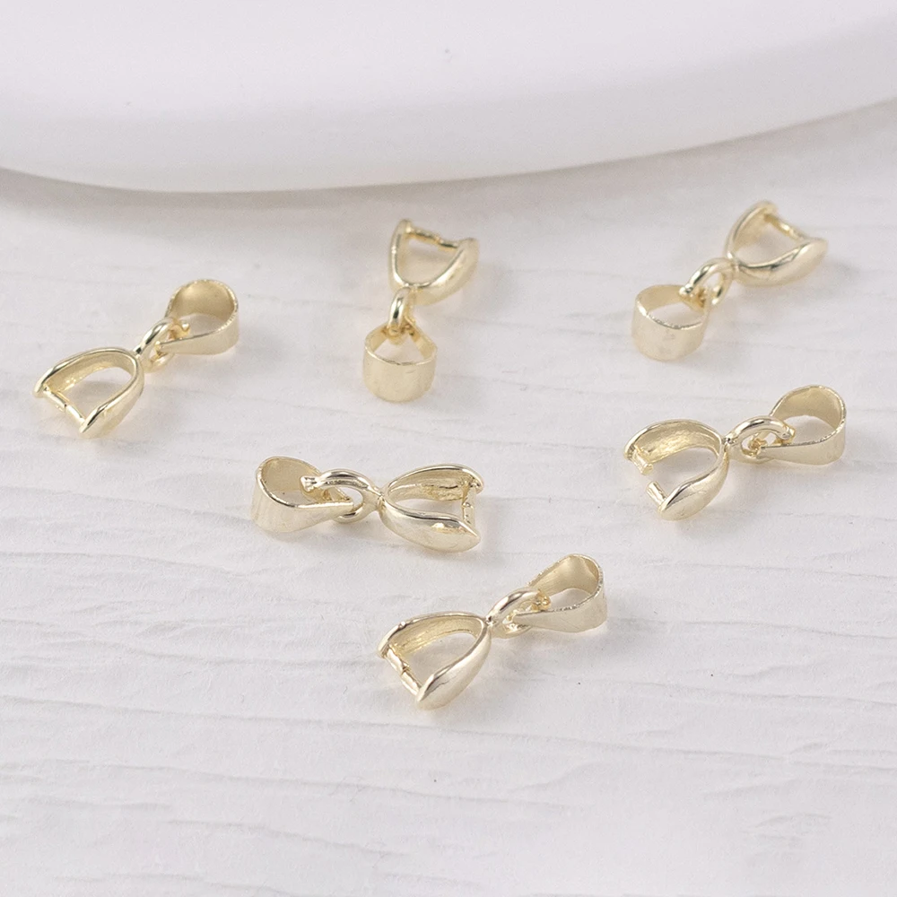 25pcs Brass Pinch Bails for Necklace Pendant Charms Clasps Connector Gold and Silver Color Diy Jewelry Making Findings Wholesale