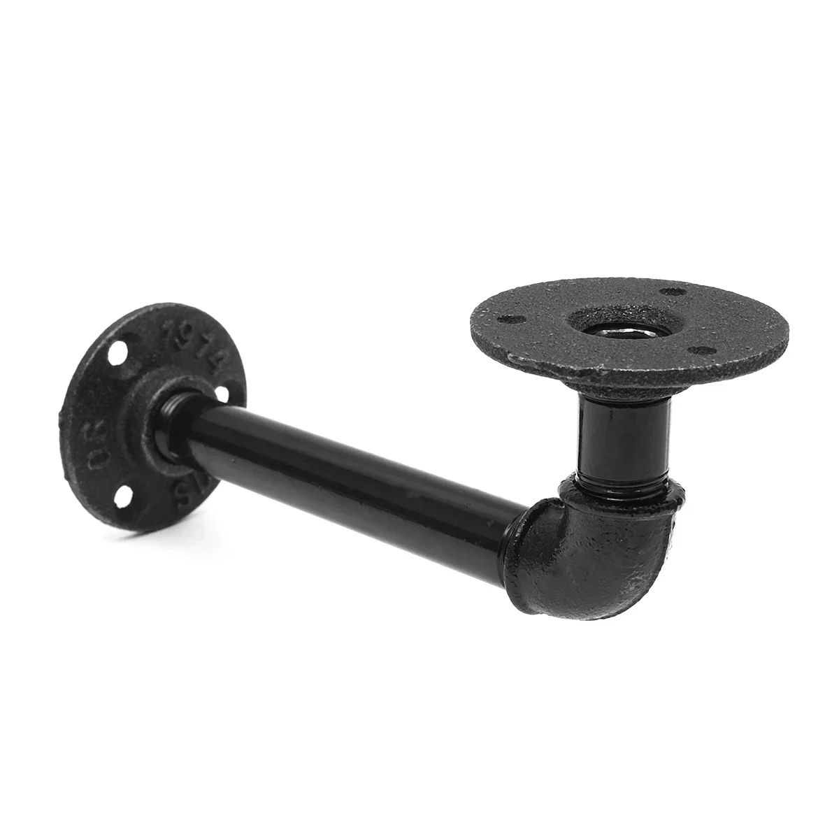 Bracket Wall Floating Shelf Vintage Retro Black Iron Industrial Pipe Shelf Bracket Holder Home Decor Storage Holder 1pcs