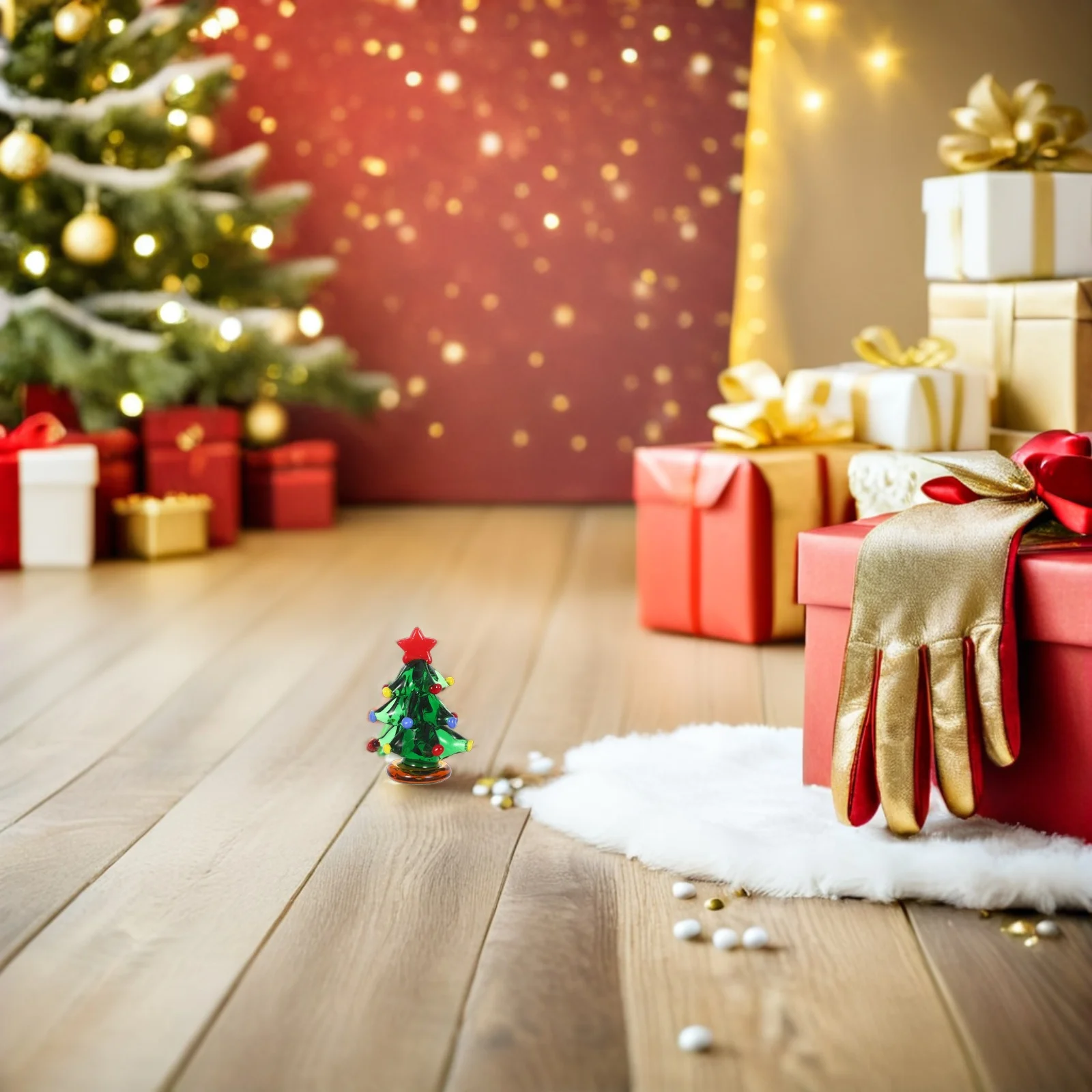 

Mini Glass Christmas Tree Tabletop Decoration Festive Holiday Decor for Home Office Desktop Accessories Mini Chirstmas Tree