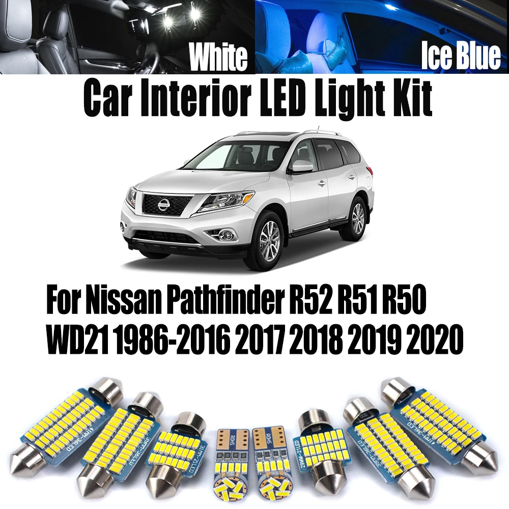 Canbus LED Interior Trunk Light Kit For Nissan Pathfinder R52 R51 R50 WD21 1986-2018 2019 2020 Car Map Dome Bulbs Accessories