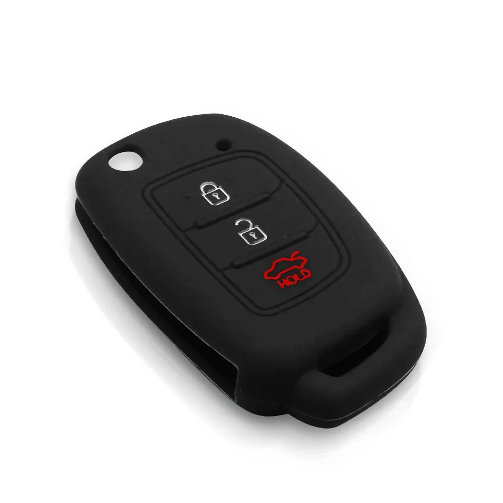KEYYOU For Hyundai Tucson i40 i20 i10 iX35 iX45 Creta Santa fe Cover Fob 3 Buttons Silicone Car Key Skin Case