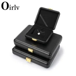 Oirlv-Cajas de Regalo De cuero PU para pendientes, anillo, colgante, collar, exhibición para mostrador, escaparate, caja de almacenamiento de joyería portátil