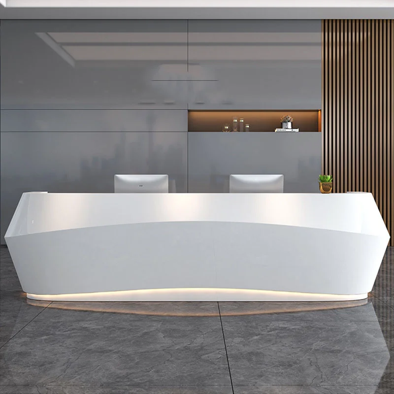 White Modern Reception Desks Drawers Two People 200X60 Drawers Reception Desks Beauty Salon Mostrador Recepcion Office Furniture